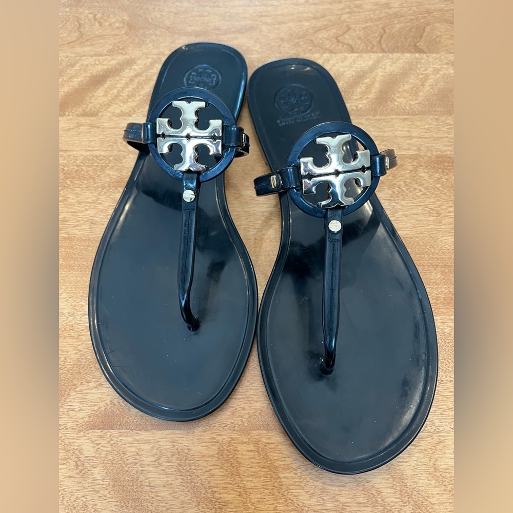 EUC Black Mini Miller Jelly Thong Tory Burch Sandals - Size 9M.